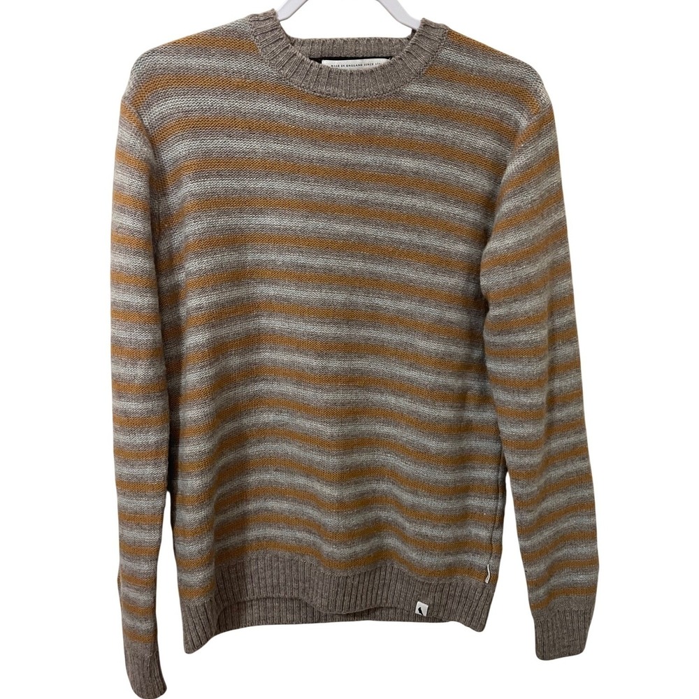 Peregrine Perry Crew Neck Sweater Mens Size L 100% Wool Striped Made England